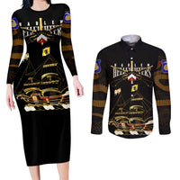 Harlem Hellfighters—First To Fight, First To Lead Couples Matching Long Sleeve Bodycon Dress and Long Sleeve Button Shirt - Wonder Print Shop