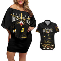 Harlem Hellfighters—First To Fight, First To Lead Couples Matching Off Shoulder Short Dress and Hawaiian Shirt - Wonder Print Shop