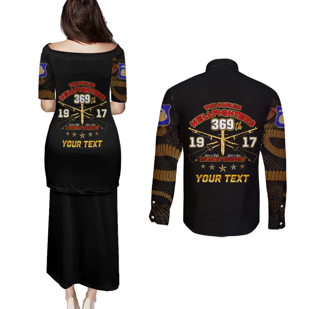 Harlem Hellfighters—First To Fight, First To Lead Couples Matching Puletasi and Long Sleeve Button Shirt - Wonder Print Shop
