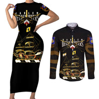 Harlem Hellfighters—First To Fight, First To Lead Couples Matching Short Sleeve Bodycon Dress and Long Sleeve Button Shirt - Wonder Print Shop