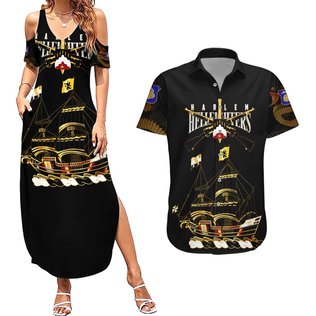Harlem Hellfighters—First To Fight, First To Lead Couples Matching Summer Maxi Dress and Hawaiian Shirt - Wonder Print Shop