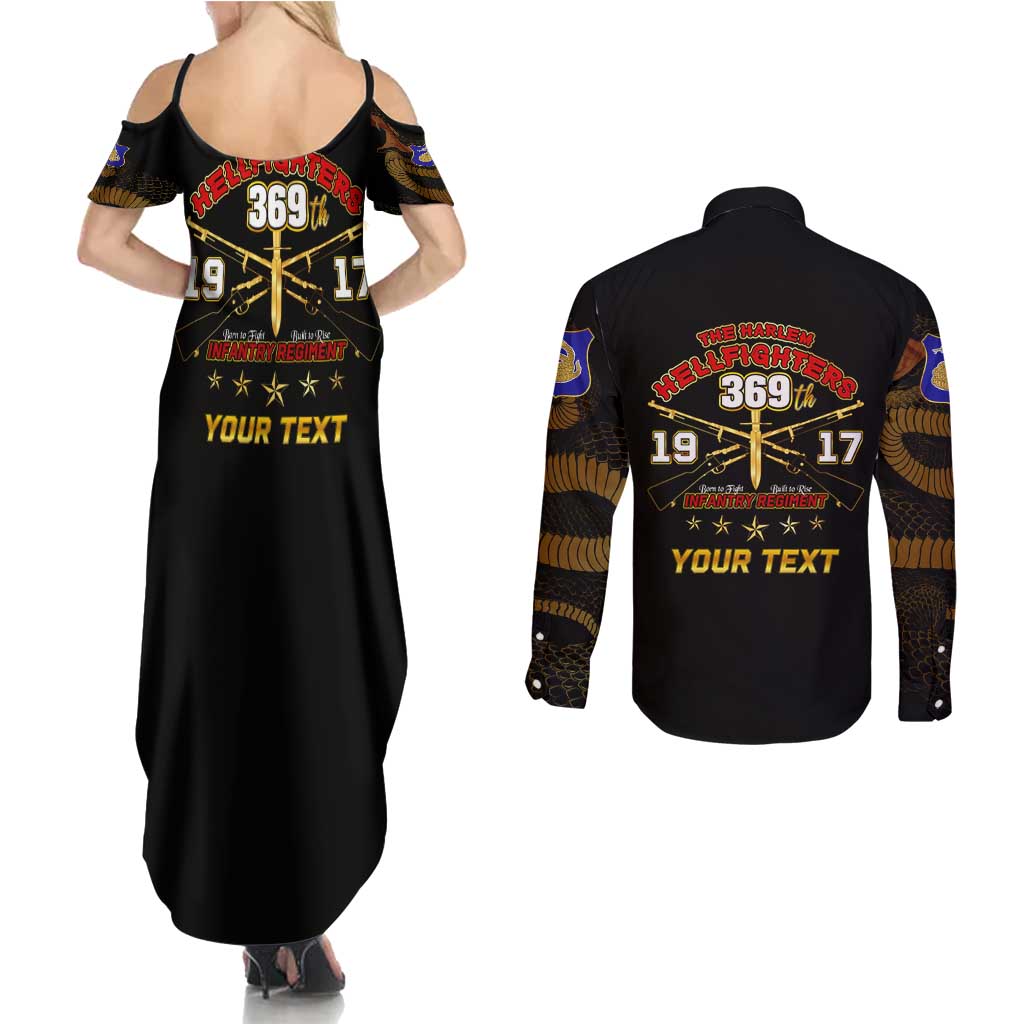 Harlem Hellfighters—First To Fight, First To Lead Couples Matching Summer Maxi Dress and Long Sleeve Button Shirt - Wonder Print Shop