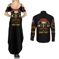 Harlem Hellfighters—First To Fight, First To Lead Couples Matching Summer Maxi Dress and Long Sleeve Button Shirt - Wonder Print Shop