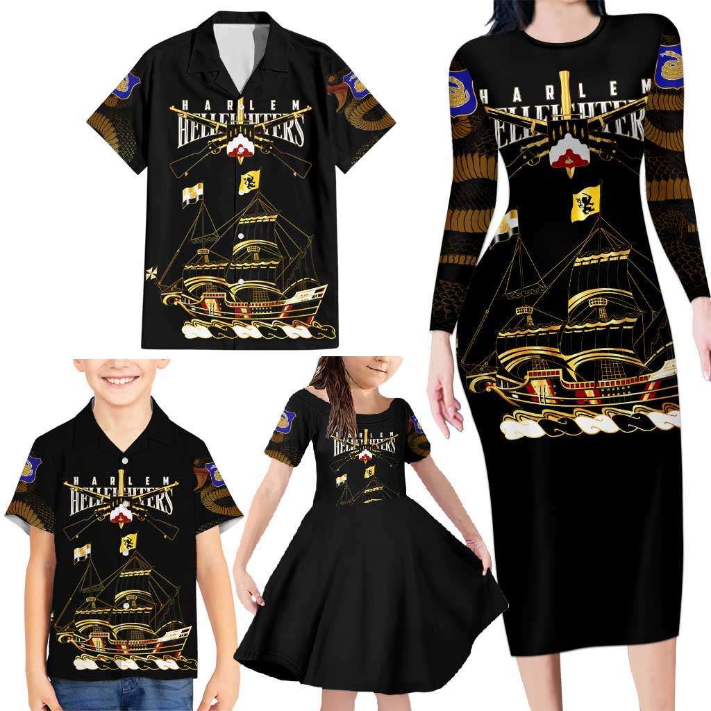 Harlem Hellfighters—First To Fight, First To Lead Family Matching Long Sleeve Bodycon Dress and Hawaiian Shirt - Wonder Print Shop