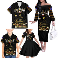 Harlem Hellfighters—First To Fight, First To Lead Family Matching Off The Shoulder Long Sleeve Dress and Hawaiian Shirt - Wonder Print Shop