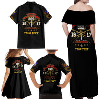 Harlem Hellfighters—First To Fight, First To Lead Family Matching Off Shoulder Maxi Dress and Hawaiian Shirt - Wonder Print Shop