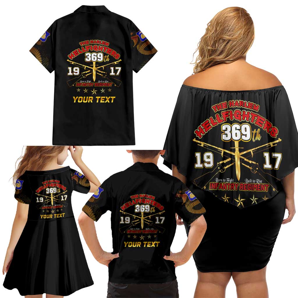 Harlem Hellfighters—First To Fight, First To Lead Family Matching Off Shoulder Short Dress and Hawaiian Shirt - Wonder Print Shop
