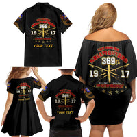 Harlem Hellfighters—First To Fight, First To Lead Family Matching Off Shoulder Short Dress and Hawaiian Shirt - Wonder Print Shop