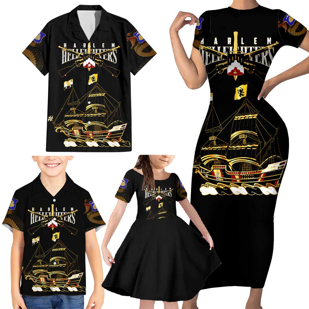 Harlem Hellfighters—First To Fight, First To Lead Family Matching Short Sleeve Bodycon Dress and Hawaiian Shirt - Wonder Print Shop