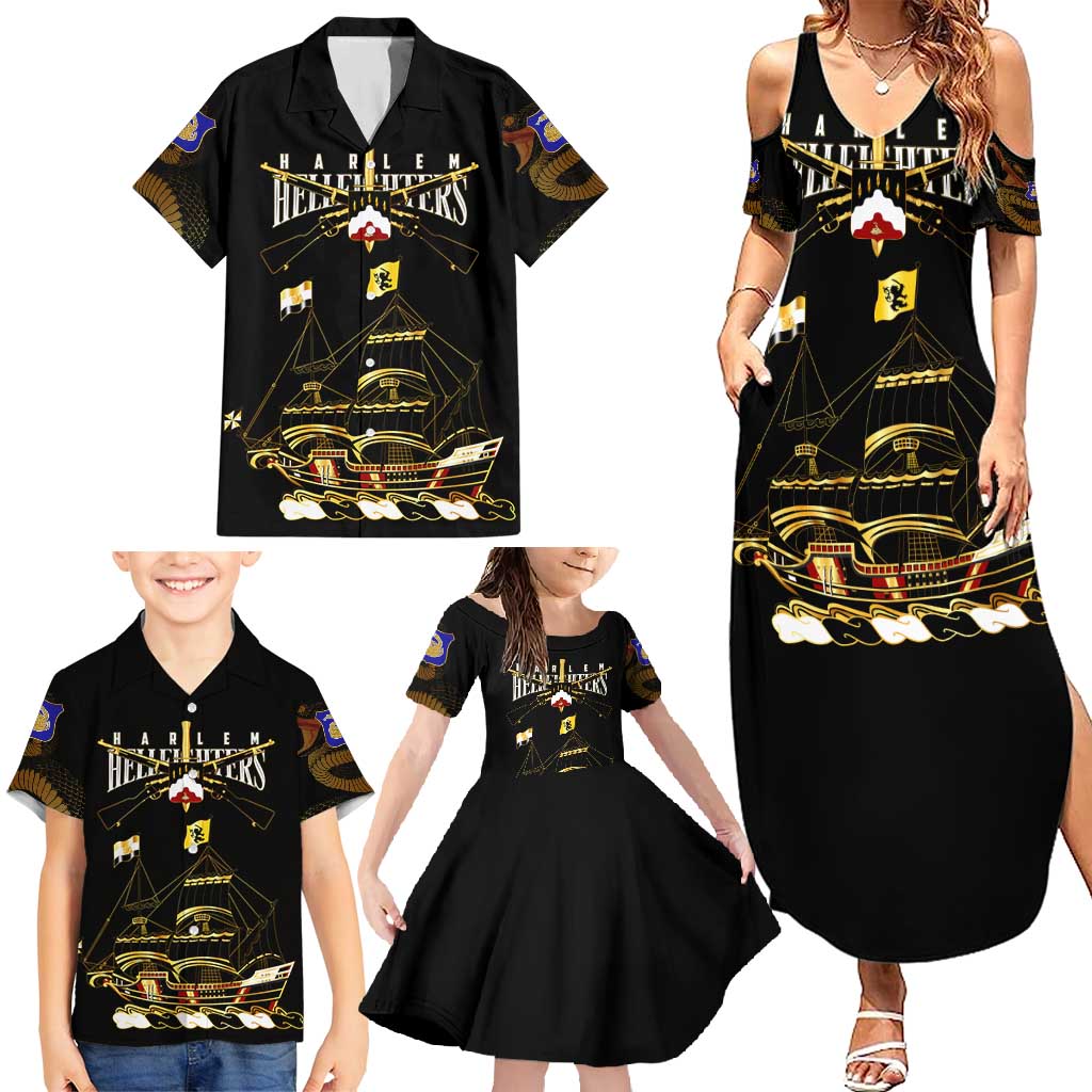 Harlem Hellfighters—First To Fight, First To Lead Family Matching Summer Maxi Dress and Hawaiian Shirt - Wonder Print Shop