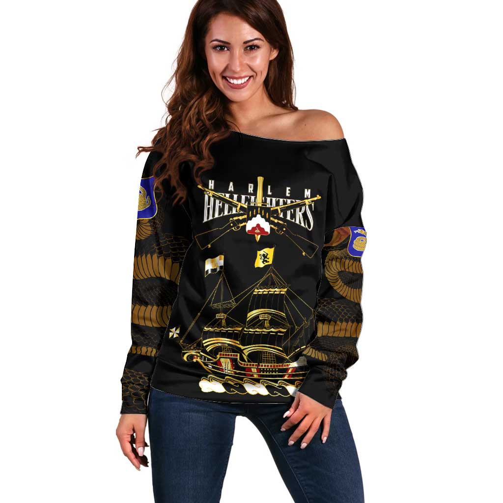 Harlem Hellfighters—First To Fight, First To Lead Off Shoulder Sweater - Wonder Print Shop