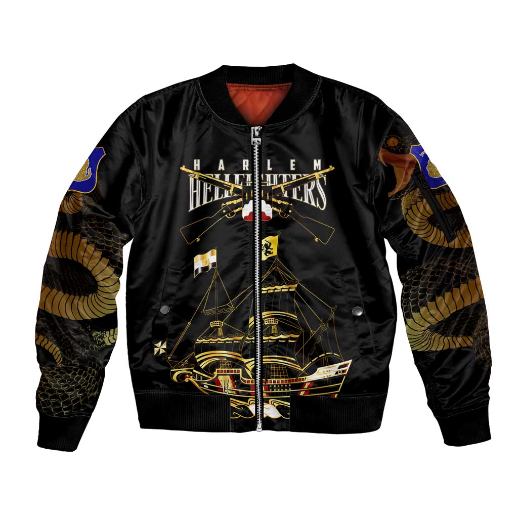 Harlem Hellfighters—First To Fight, First To Lead Sleeve Zip Bomber Jacket - Wonder Print Shop