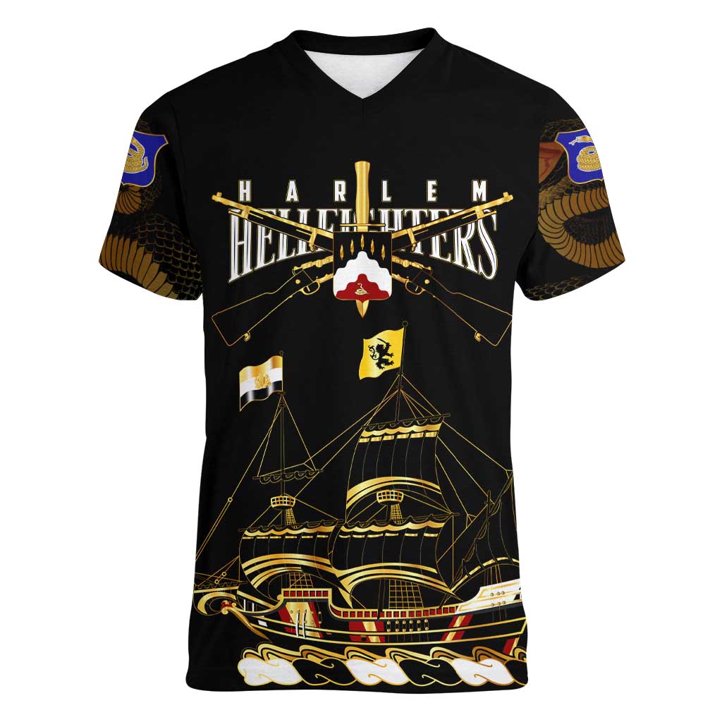 Harlem Hellfighters—First To Fight, First To Lead Women V-Neck T-Shirt - Wonder Print Shop