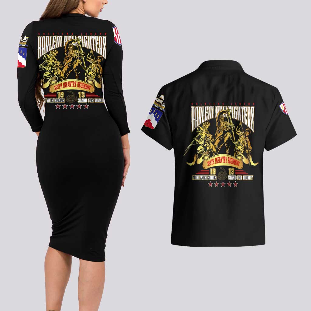 At The Front, Always Couples Matching Long Sleeve Bodycon Dress and Hawaiian Shirt - Wonder Print Shop