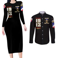 At The Front, Always Couples Matching Long Sleeve Bodycon Dress and Long Sleeve Button Shirt - Wonder Print Shop