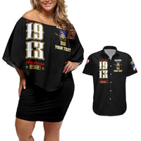 At The Front, Always Couples Matching Off Shoulder Short Dress and Hawaiian Shirt - Wonder Print Shop