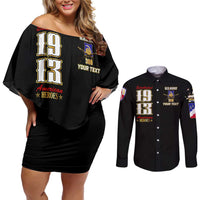 At The Front, Always Couples Matching Off Shoulder Short Dress and Long Sleeve Button Shirt - Wonder Print Shop