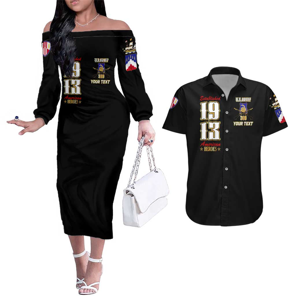 At The Front, Always Couples Matching Off The Shoulder Long Sleeve Dress and Hawaiian Shirt - Wonder Print Shop
