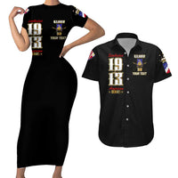 At The Front, Always Couples Matching Short Sleeve Bodycon Dress and Hawaiian Shirt - Wonder Print Shop