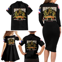 At The Front, Always Family Matching Long Sleeve Bodycon Dress and Hawaiian Shirt - Wonder Print Shop