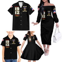 At The Front, Always Family Matching Off The Shoulder Long Sleeve Dress and Hawaiian Shirt - Wonder Print Shop