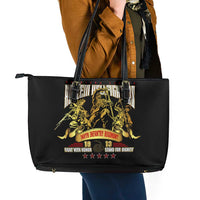 At The Front, Always Leather Tote Bag - Wonder Print Shop