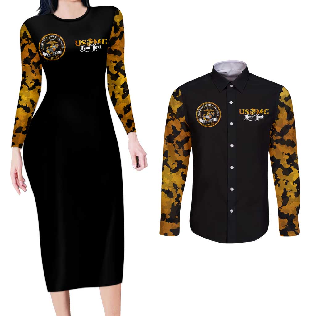 The First Black Marines: A Legacy Etched In Honor Couples Matching Long Sleeve Bodycon Dress and Long Sleeve Button Shirt - Wonder Print Shop