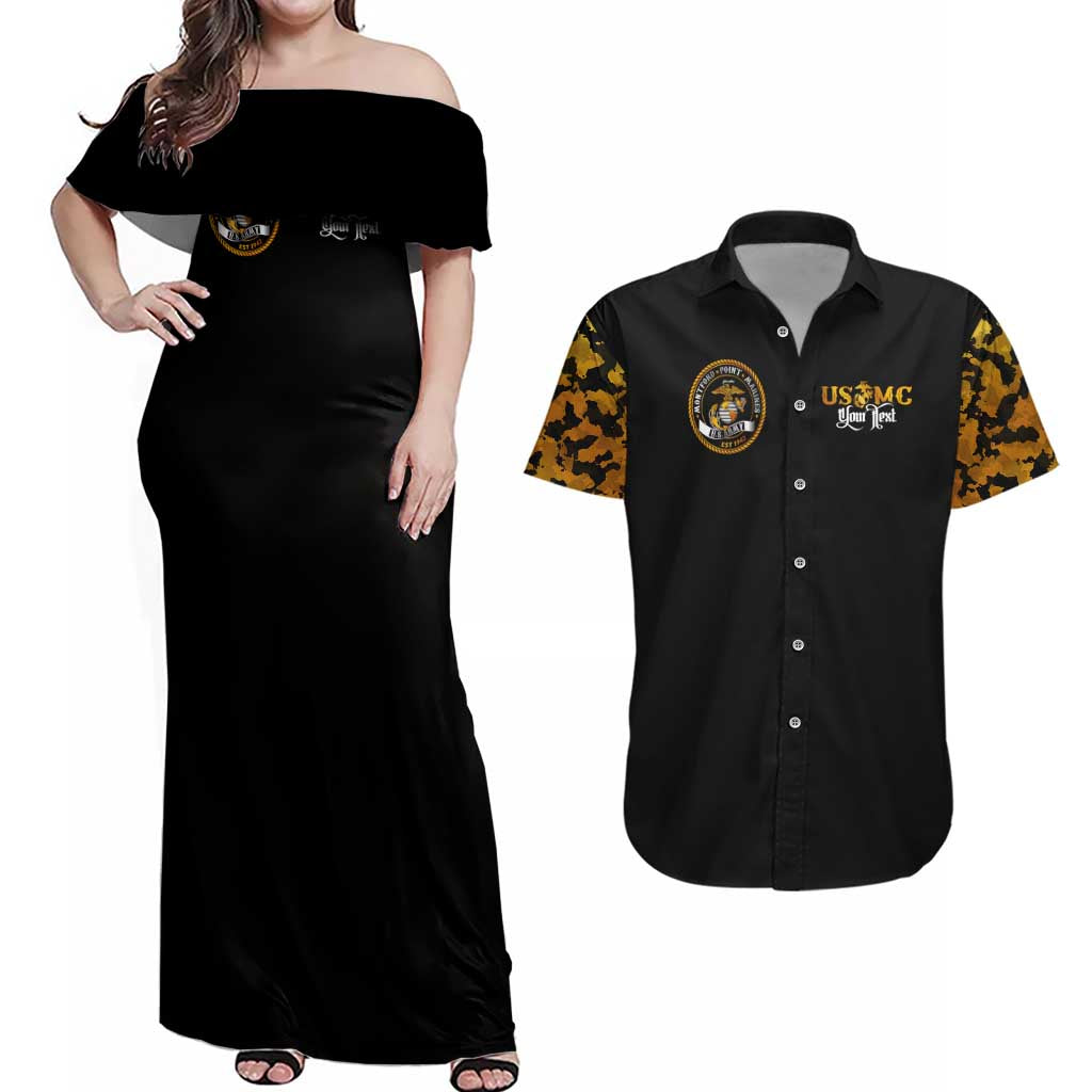 The First Black Marines: A Legacy Etched In Honor Couples Matching Off Shoulder Maxi Dress and Hawaiian Shirt - Wonder Print Shop