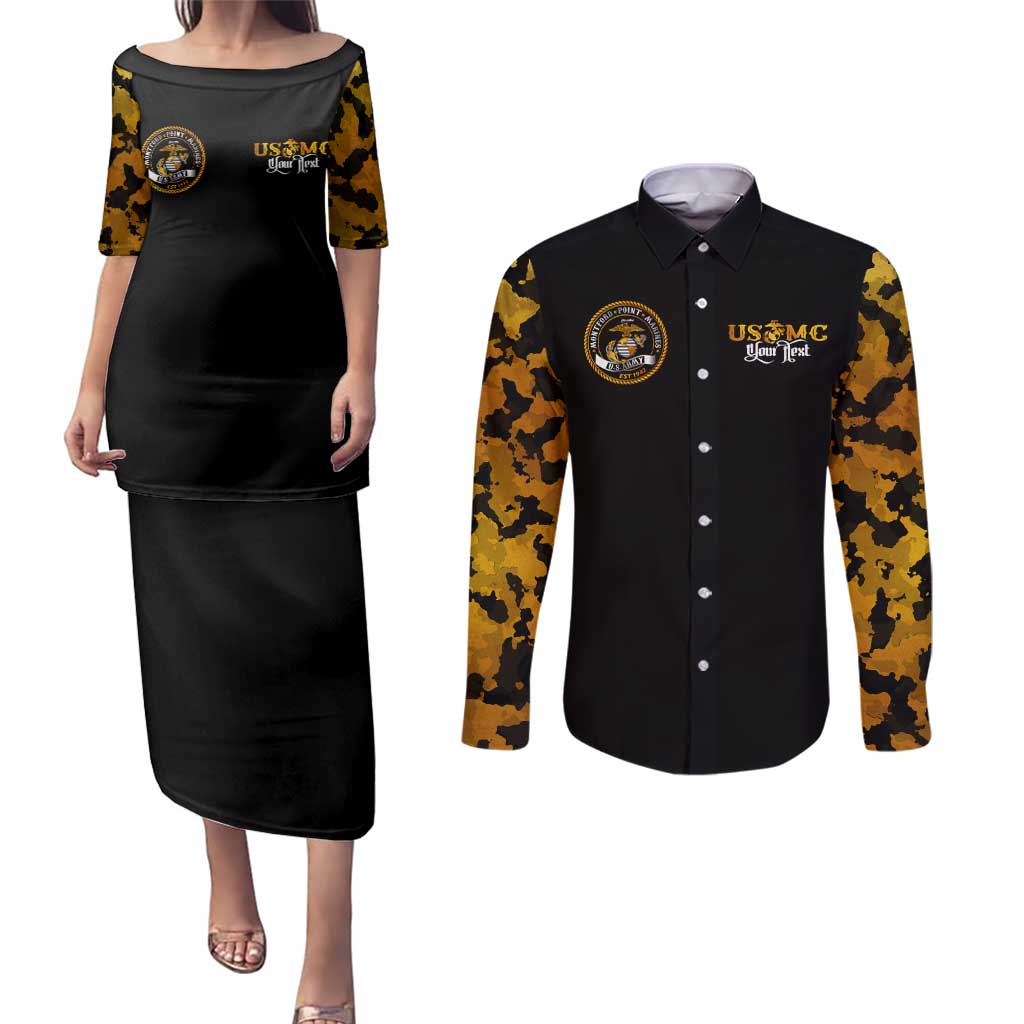 The First Black Marines: A Legacy Etched In Honor Couples Matching Puletasi and Long Sleeve Button Shirt - Wonder Print Shop