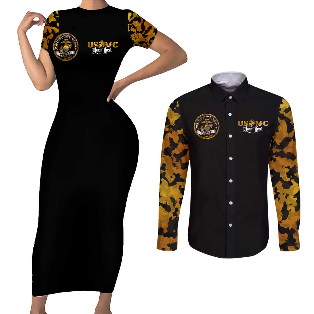 The First Black Marines: A Legacy Etched In Honor Couples Matching Short Sleeve Bodycon Dress and Long Sleeve Button Shirt - Wonder Print Shop