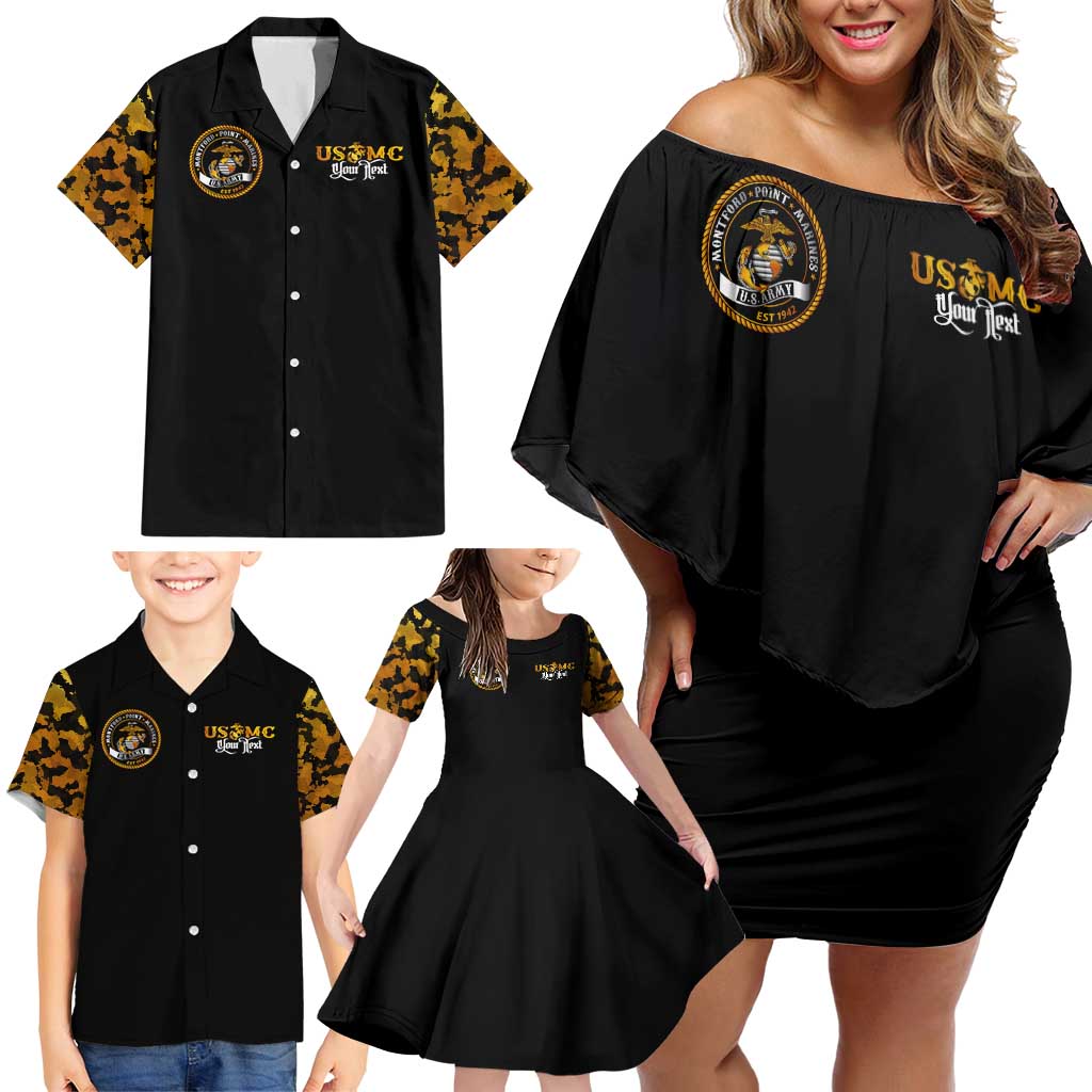 The First Black Marines: A Legacy Etched In Honor Family Matching Off Shoulder Short Dress and Hawaiian Shirt - Wonder Print Shop