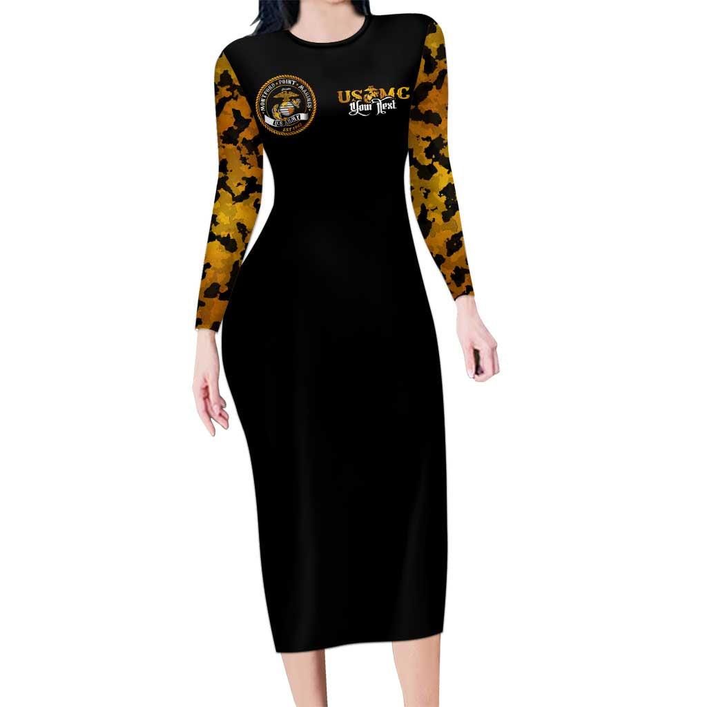 The First Black Marines: A Legacy Etched In Honor Long Sleeve Bodycon Dress - Wonder Print Shop