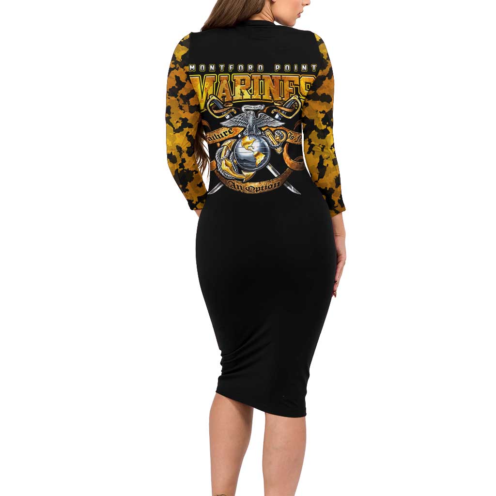 The First Black Marines: A Legacy Etched In Honor Long Sleeve Bodycon Dress - Wonder Print Shop