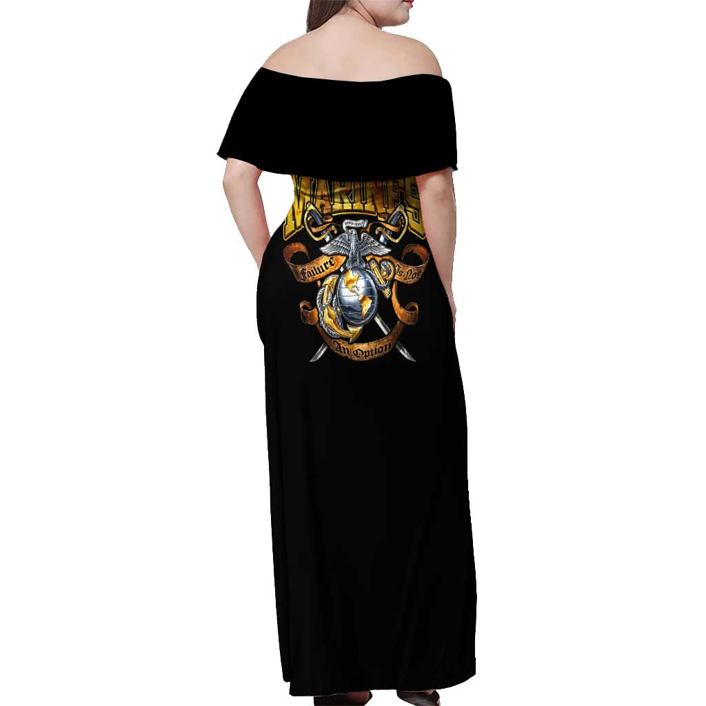 The First Black Marines: A Legacy Etched In Honor Off Shoulder Maxi Dress - Wonder Print Shop