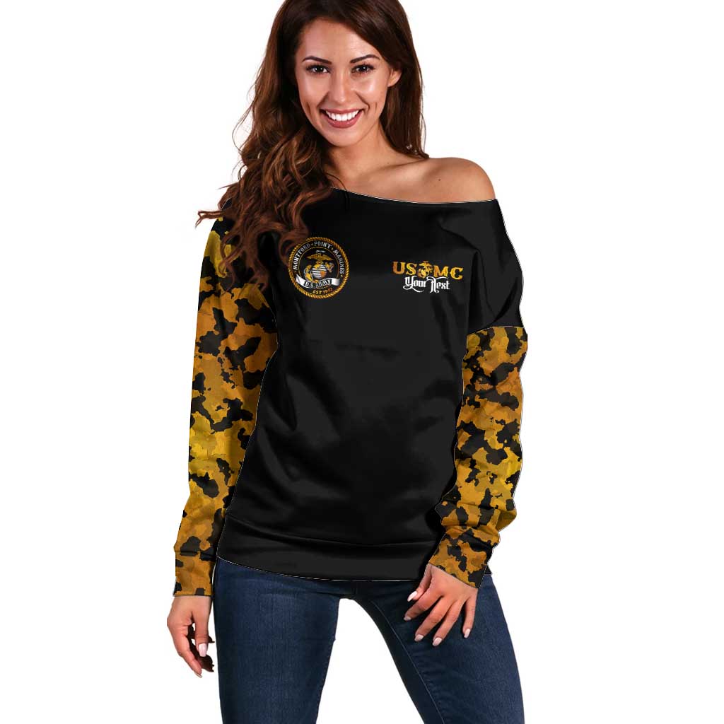 The First Black Marines: A Legacy Etched In Honor Off Shoulder Sweater - Wonder Print Shop