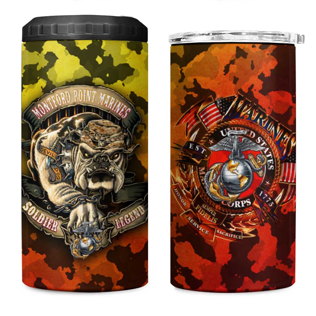 Chesty The Bulldog: Mascot Of Valor 4 in 1 Can Cooler Tumbler - Wonder Print Shop