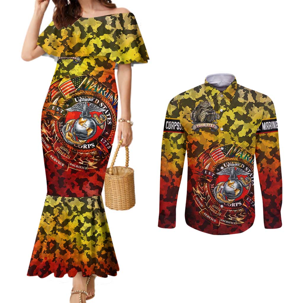 Chesty The Bulldog: Mascot Of Valor Couples Matching Mermaid Dress and Long Sleeve Button Shirt - Wonder Print Shop