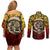 Chesty The Bulldog: Mascot Of Valor Couples Matching Off Shoulder Short Dress and Long Sleeve Button Shirt - Wonder Print Shop