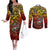 Chesty The Bulldog: Mascot Of Valor Couples Matching Off The Shoulder Long Sleeve Dress and Long Sleeve Button Shirt - Wonder Print Shop