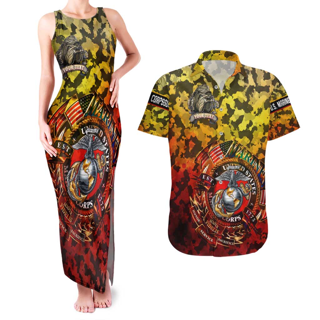 Chesty The Bulldog: Mascot Of Valor Couples Matching Tank Maxi Dress and Hawaiian Shirt - Wonder Print Shop