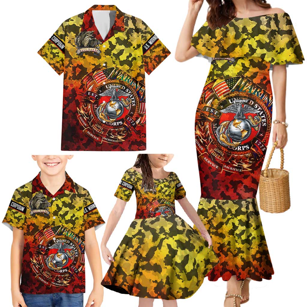 Chesty The Bulldog: Mascot Of Valor Family Matching Mermaid Dress and Hawaiian Shirt - Wonder Print Shop