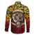 Chesty The Bulldog: Mascot Of Valor Family Matching Off The Shoulder Long Sleeve Dress and Hawaiian Shirt - Wonder Print Shop