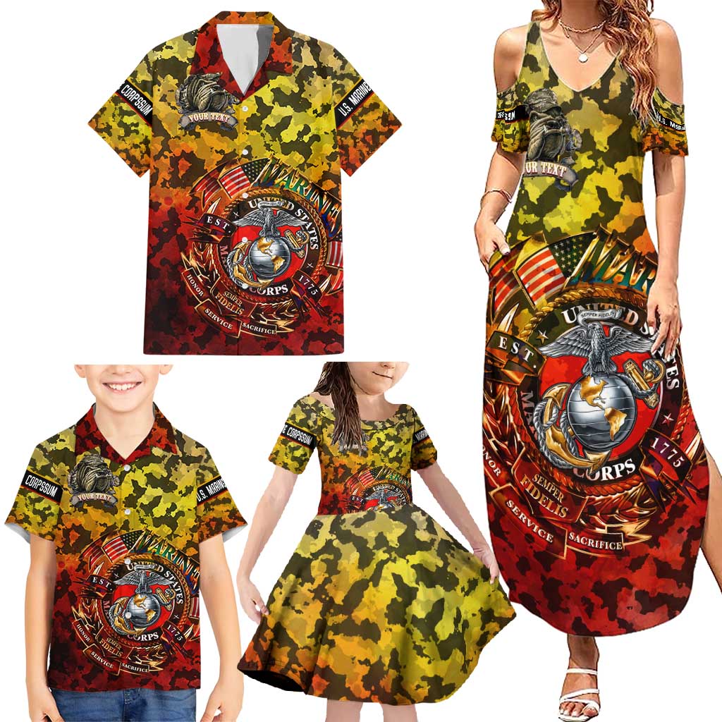 Chesty The Bulldog: Mascot Of Valor Family Matching Summer Maxi Dress and Hawaiian Shirt - Wonder Print Shop