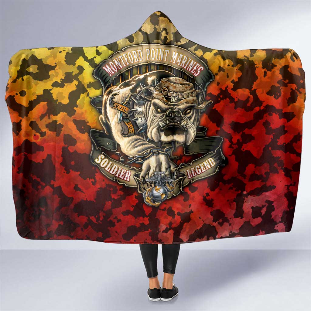 Chesty The Bulldog: Mascot Of Valor Hooded Blanket - Wonder Print Shop