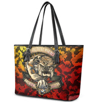 Chesty The Bulldog: Mascot Of Valor Leather Tote Bag - Wonder Print Shop