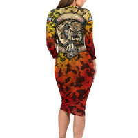 Chesty The Bulldog: Mascot Of Valor Long Sleeve Bodycon Dress - Wonder Print Shop