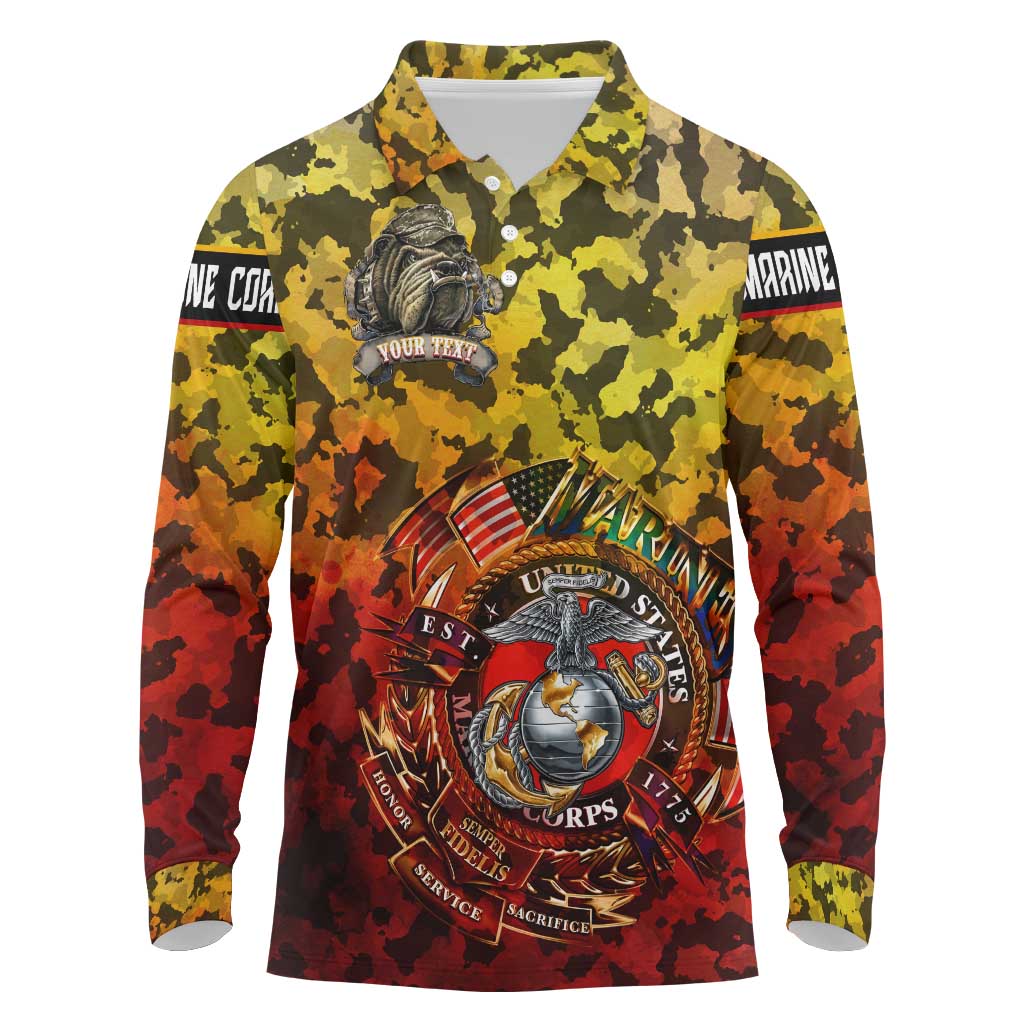 Chesty The Bulldog: Mascot Of Valor Long Sleeve Polo Shirt - Wonder Print Shop