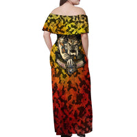 Chesty The Bulldog: Mascot Of Valor Off Shoulder Maxi Dress - Wonder Print Shop