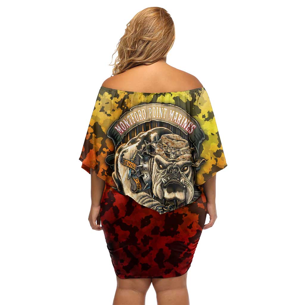Chesty The Bulldog: Mascot Of Valor Off Shoulder Short Dress - Wonder Print Shop