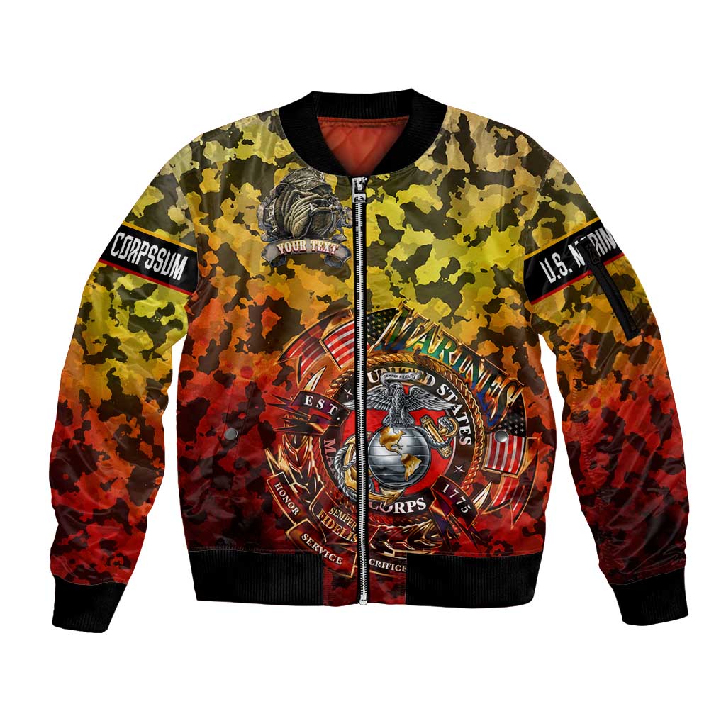Chesty The Bulldog: Mascot Of Valor Sleeve Zip Bomber Jacket - Wonder Print Shop